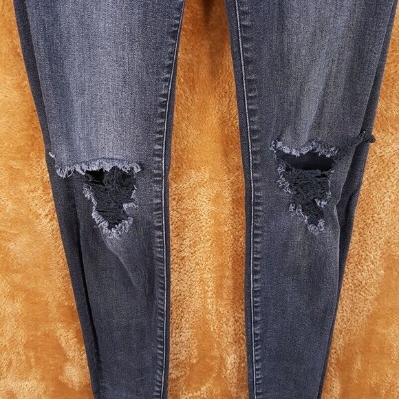 ALL SAINTS Womens Jeans Size 27 Charcoal Wash Skinny GRACE Ankle Fray Distressed - Picture 2 of 11